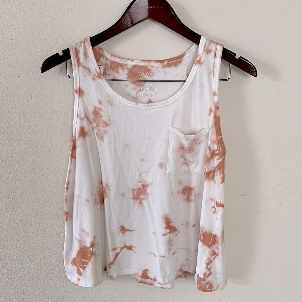 Arizona Jean Co. Tie-Dye Muscle Shirt Casual Size Large White Brown